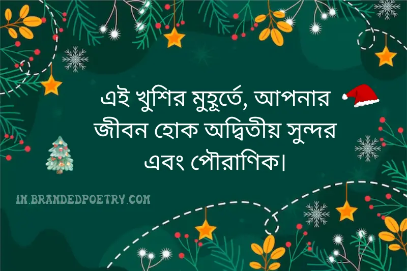 happy merry christmas wishing card in bengali
